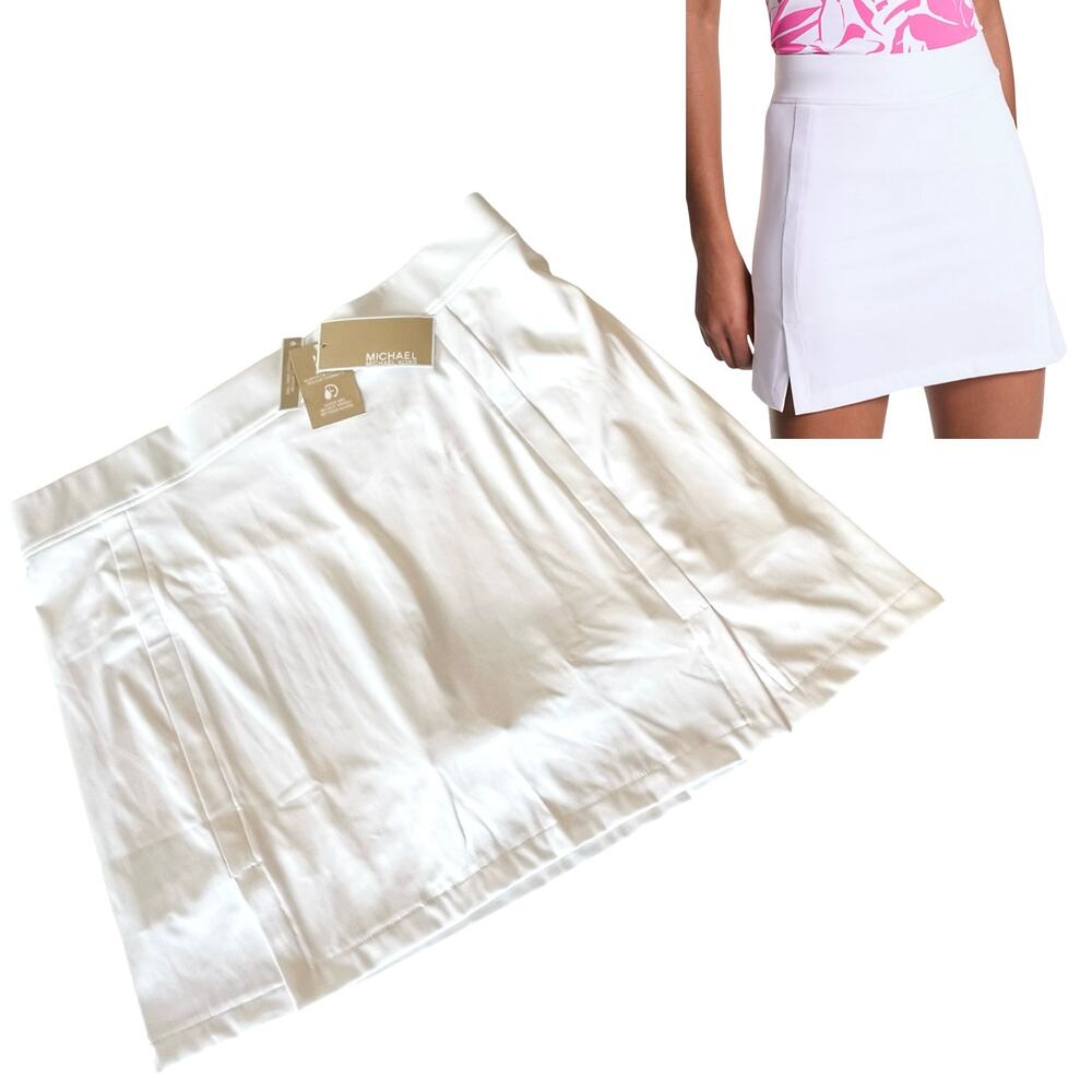 NEW Michael Kors Golf Stretch Knit MINI SKORT Women's XL White Skirt w/ Shorts
